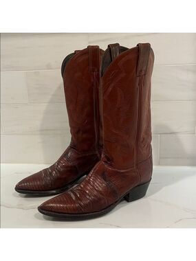 Justin 8303 Men's Exotic Leather Western Boot Peanut Brittle Lizard Round Toe